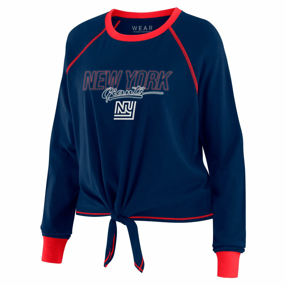 New York Giants WEAR by Erin Andrews Women's Tie-Front Long Sleeve T-Shirt Royal | NFL