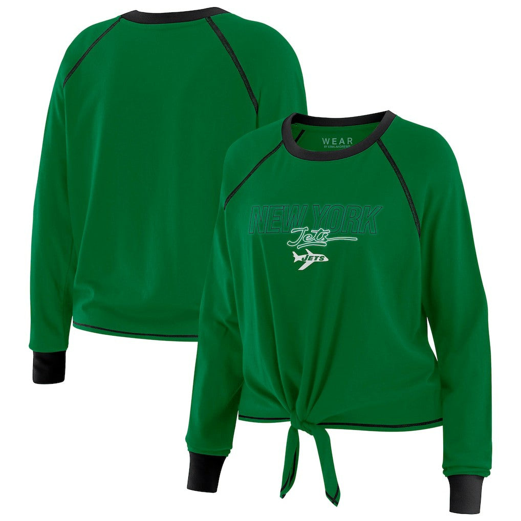 New York Jets WEAR by Erin Andrews Women's Tie-Front Long Sleeve T-Shirt Green | NFL