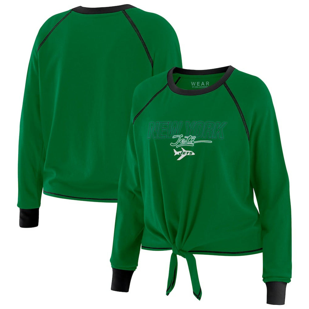New York Jets WEAR by Erin Andrews Women's Tie-Front Long Sleeve T-Shirt Green | NFL