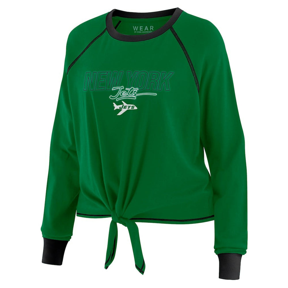 New York Jets WEAR by Erin Andrews Women's Tie-Front Long Sleeve T-Shirt Green | NFL