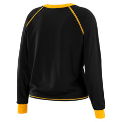 Pittsburgh Steelers WEAR by Erin Andrews Women's Tie-Front Long Sleeve T-Shirt Black | NFL