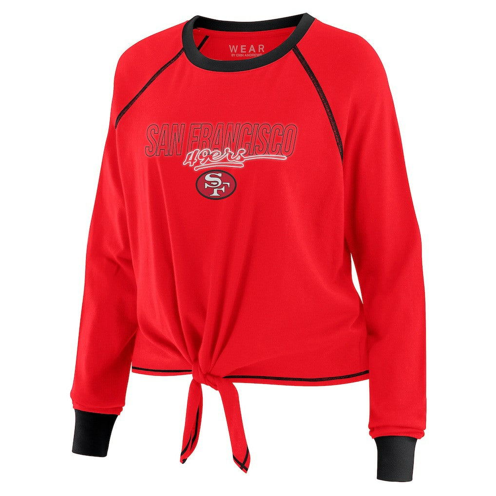 San Francisco 49ers WEAR by Erin Andrews Women's Tie-Front Long Sleeve T-Shirt Scarlet | NFL