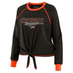 Cincinnati Bengals WEAR by Erin Andrews Women's Tie-Front Long Sleeve T-Shirt Black | NFL