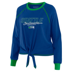 Seattle Seahawks WEAR by Erin Andrews Women's Tie-Front Long Sleeve T-Shirt Royal | NFL