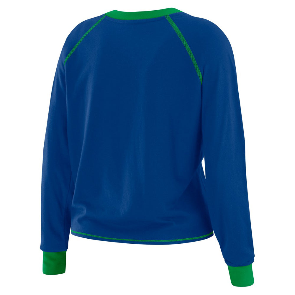 Seattle Seahawks WEAR by Erin Andrews Women's Tie-Front Long Sleeve T-Shirt Royal | NFL