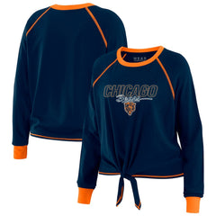 Chicago Bears WEAR by Erin Andrews Women's Tie-Front Long Sleeve T-Shirt Navy | NFL