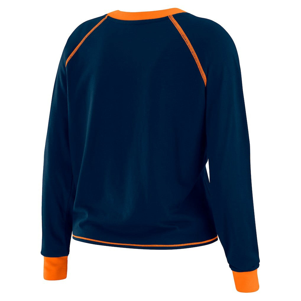 Chicago Bears WEAR by Erin Andrews Women's Tie-Front Long Sleeve T-Shirt Navy | NFL