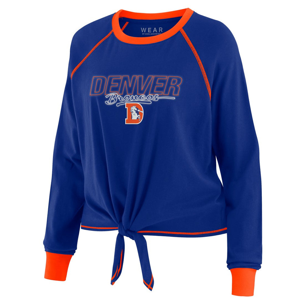 Denver Broncos WEAR by Erin Andrews Women's Tie-Front Long Sleeve T-Shirt Royal | NFL