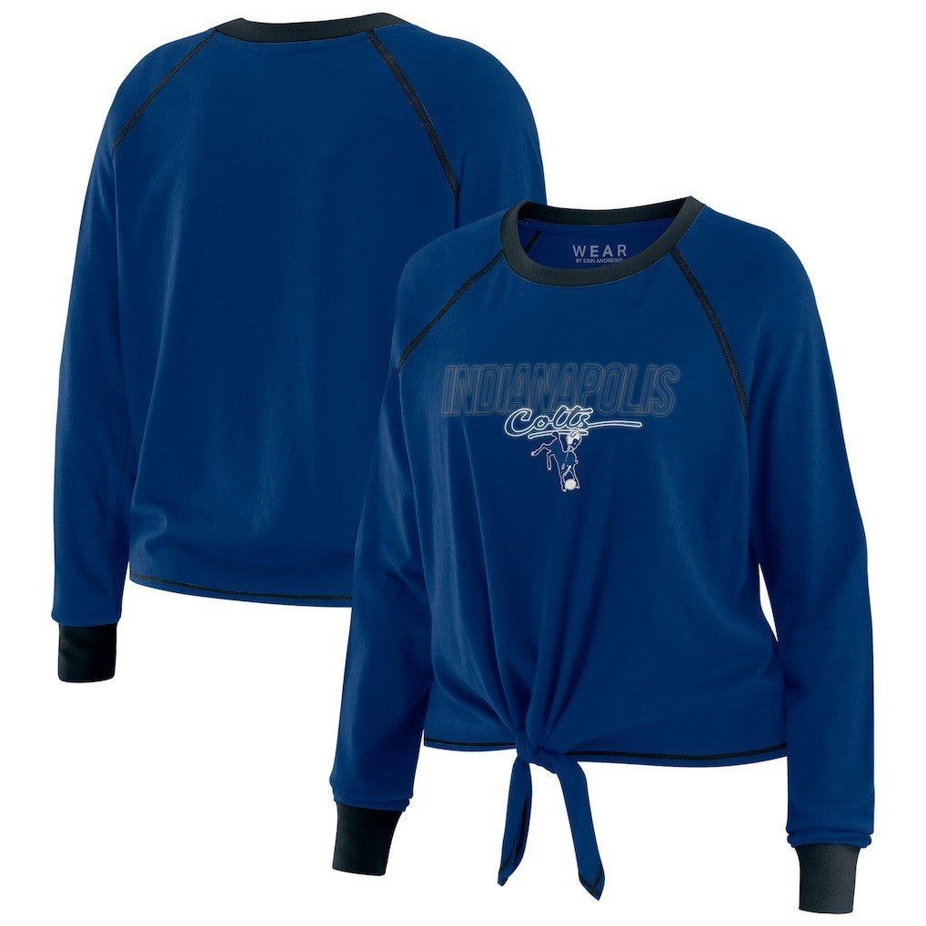 Indianapolis Colts WEAR by Erin Andrews Women's Tie-Front Long Sleeve T-Shirt Royal | NFL