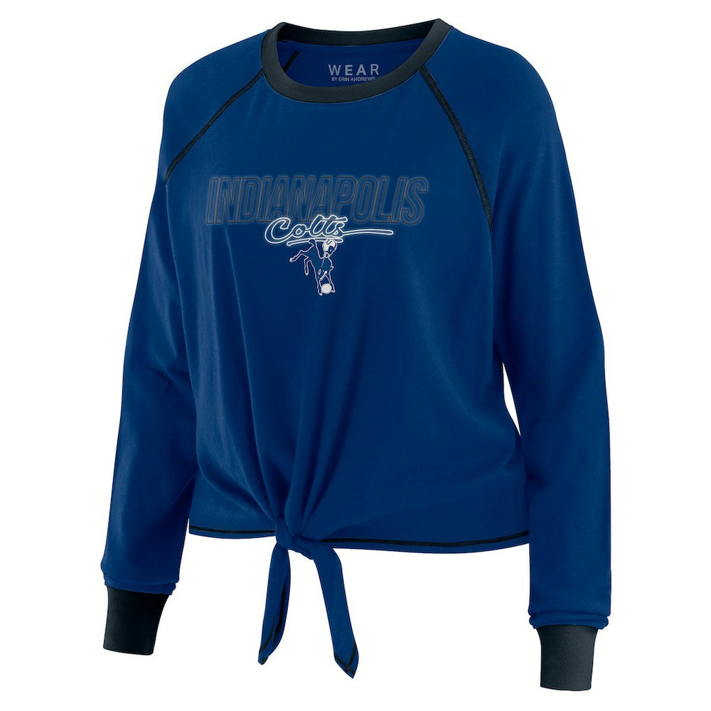 Indianapolis Colts WEAR by Erin Andrews Women's Tie-Front Long Sleeve T-Shirt Royal | NFL
