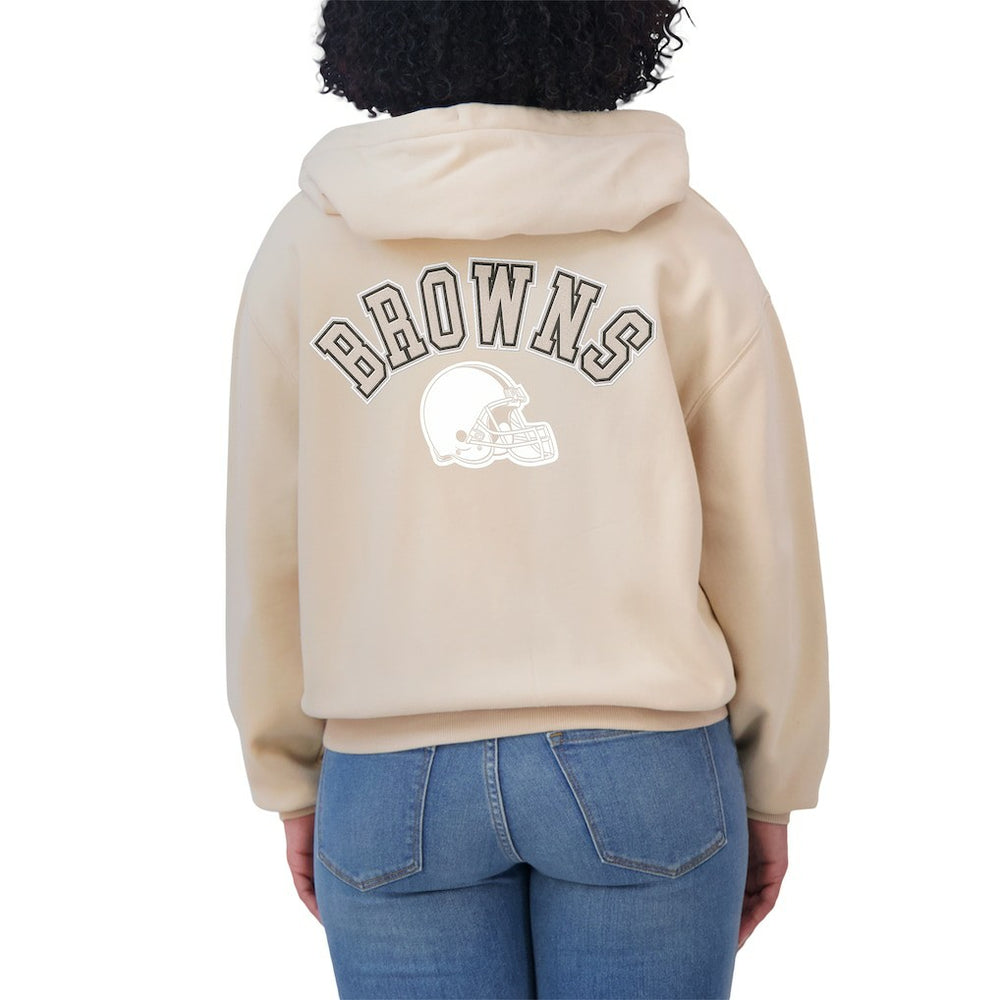 Cleveland Browns WEAR by Erin Andrews Women's Tonal Full-Zip Hoodie Oatmeal | NFL