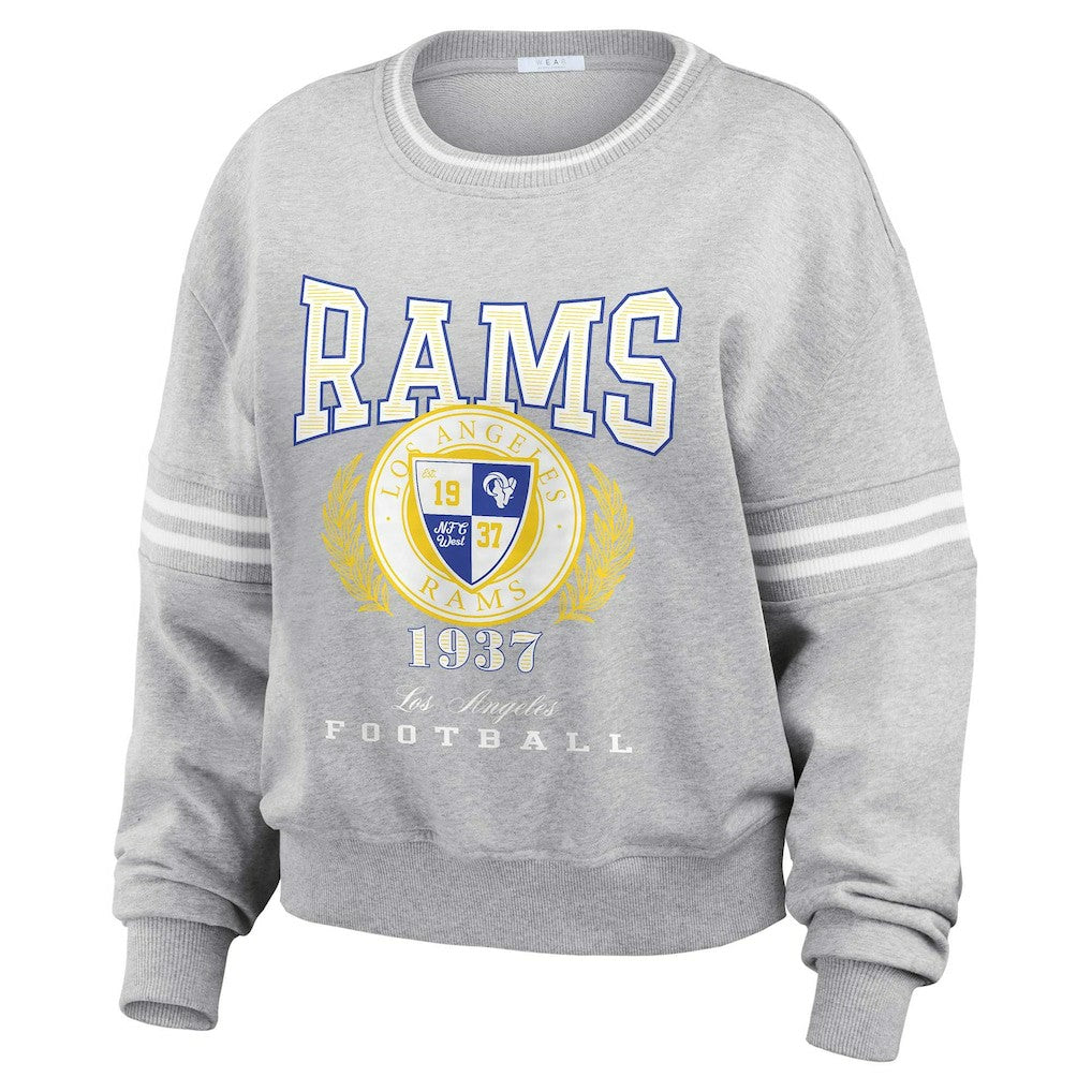 Los Angeles Rams WEAR by Erin Andrews Women's Cropped Pullover Sweatshirt Heather Gray | NFL