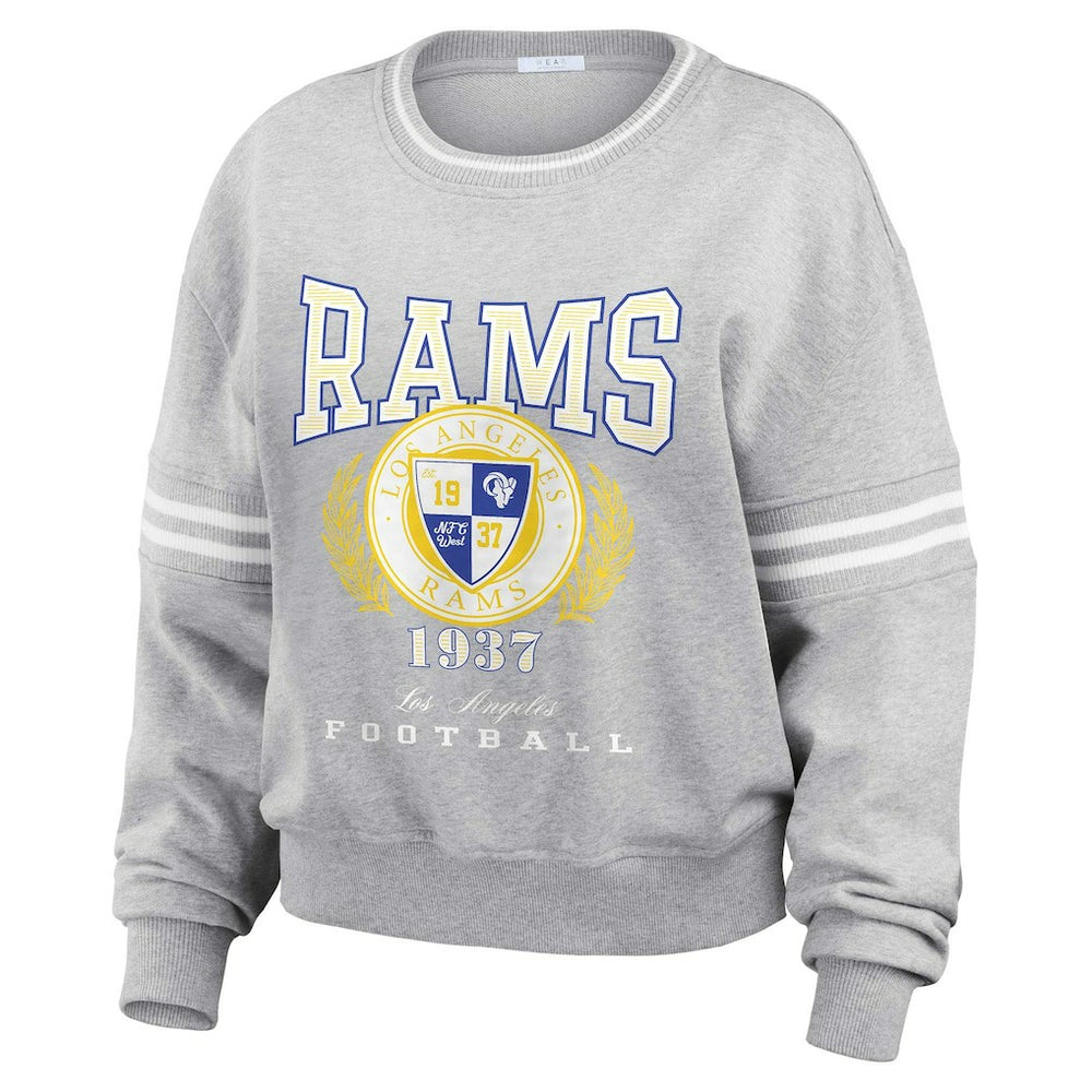 Los Angeles Rams WEAR by Erin Andrews Women's Cropped Pullover Sweatshirt Heather Gray | NFL