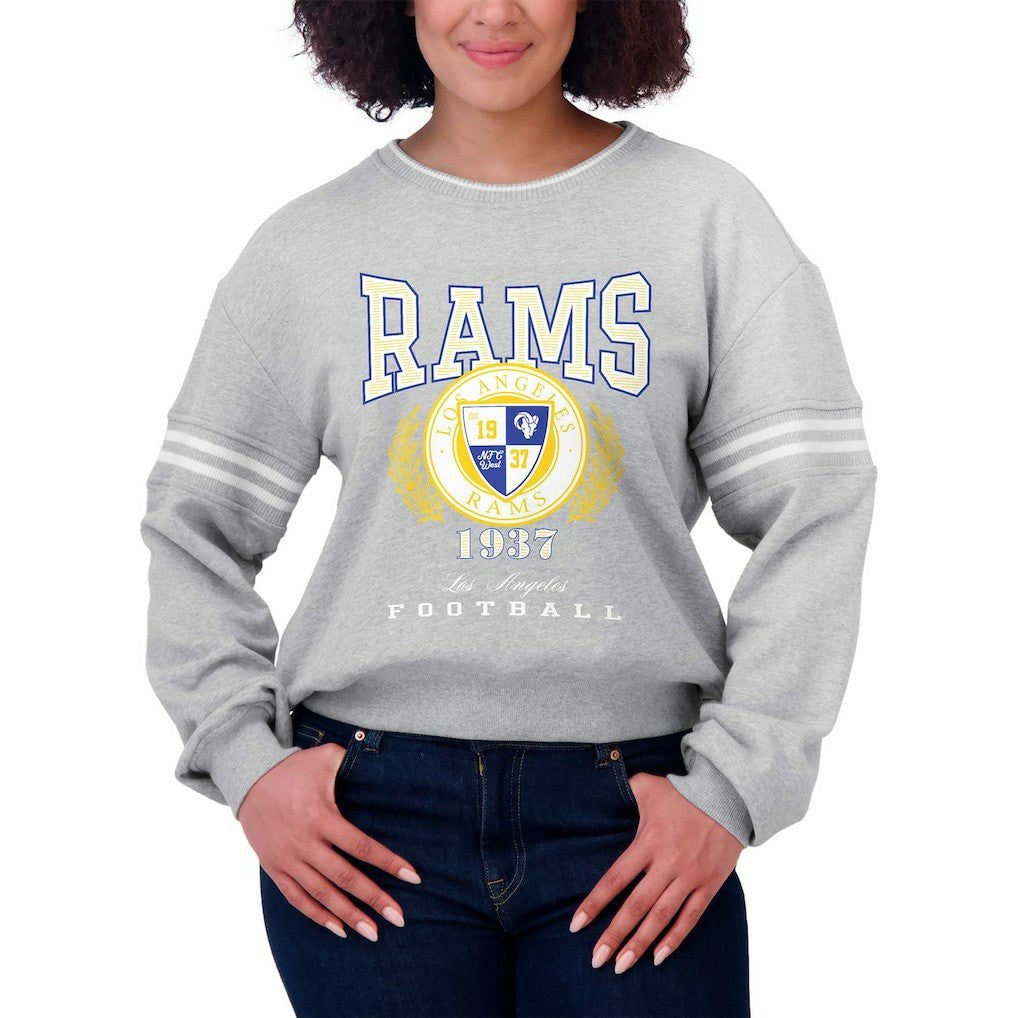 Los Angeles Rams WEAR by Erin Andrews Women's Cropped Pullover Sweatshirt Heather Gray | NFL