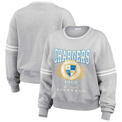 Los Angeles Chargers WEAR by Erin Andrews Women's Cropped Pullover Sweatshirt Heather Gray | NFL