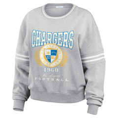 Los Angeles Chargers WEAR by Erin Andrews Women's Cropped Pullover Sweatshirt Heather Gray | NFL