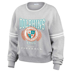 Miami Dolphins WEAR by Erin Andrews Women's Cropped Pullover Sweatshirt Heather Gray | NFL