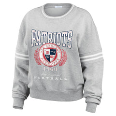 New England Patriots WEAR by Erin Andrews Women's Pullover Sweatshirt Heather Gray | NFL