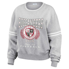 Tampa Bay Buccaneers WEAR by Erin Andrews Women's Cropped Pullover Sweatshirt Heather Gray | NFL
