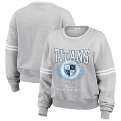 Tennessee Titans WEAR by Erin Andrews Women's Cropped Pullover Sweatshirt Heather Gray | NFL