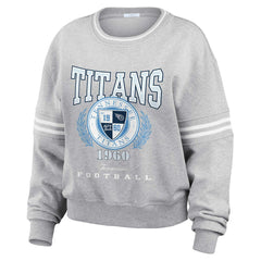 Tennessee Titans WEAR by Erin Andrews Women's Cropped Pullover Sweatshirt Heather Gray | NFL