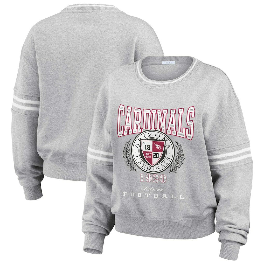 Arizona Cardinals WEAR by Erin Andrews Women's Cropped Pullover Sweatshirt Heather Gray | NFL