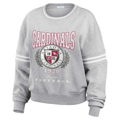 Arizona Cardinals WEAR by Erin Andrews Women's Cropped Pullover Sweatshirt Heather Gray | NFL