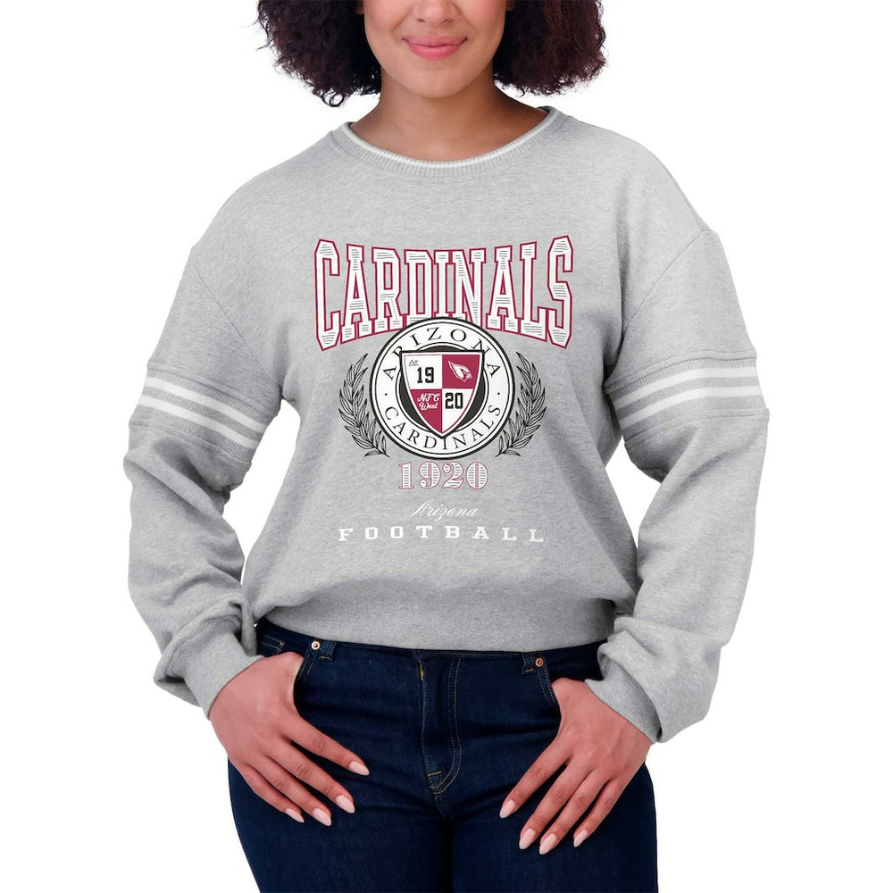 Arizona Cardinals WEAR by Erin Andrews Women's Cropped Pullover Sweatshirt Heather Gray | NFL