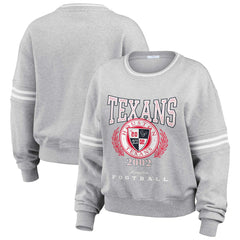 Houston Texans WEAR by Erin Andrews Women's Cropped Pullover Sweatshirt Heather Gray | NFL