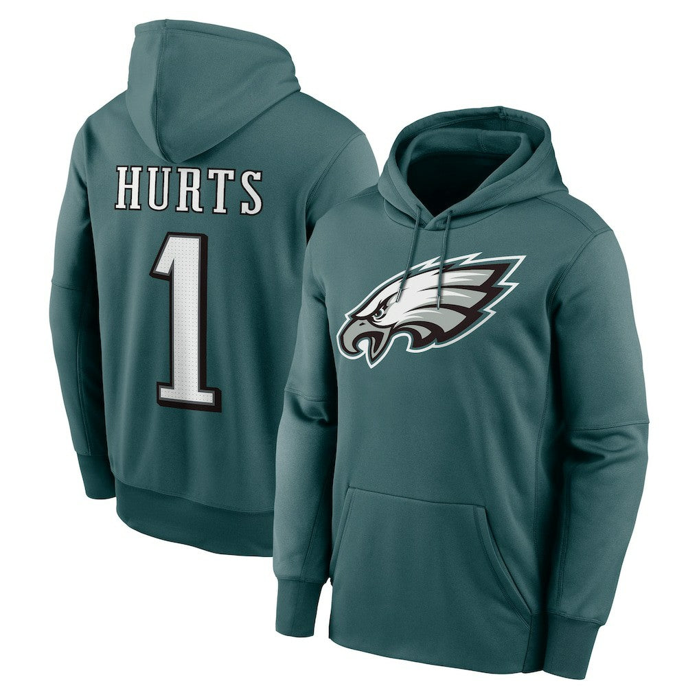 Jalen Hurts Philadelphia Eagles Player Name & Number Therma Hoodie Midnight Green | Nike for Sale