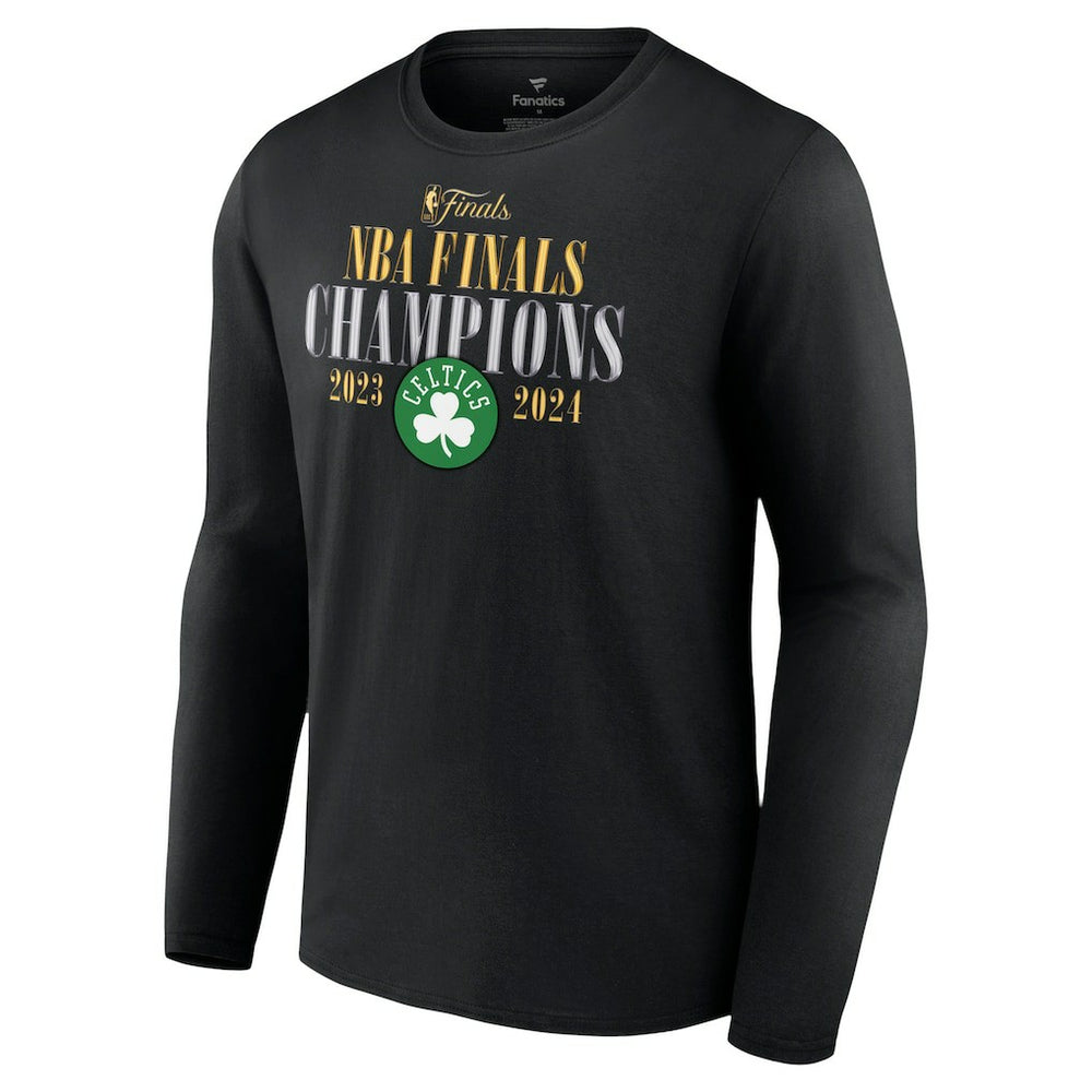 Boston Celtics 2024 NBA Finals Champions Fade Away Jumper Roster Signature Long Sleeve T-Shirt Black - NBA