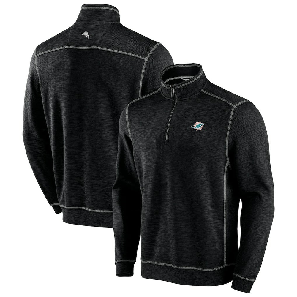 Miami Dolphins Big & Tall Tobago Bay Half-Zip Sweatshirt Black | Tommy Bahama