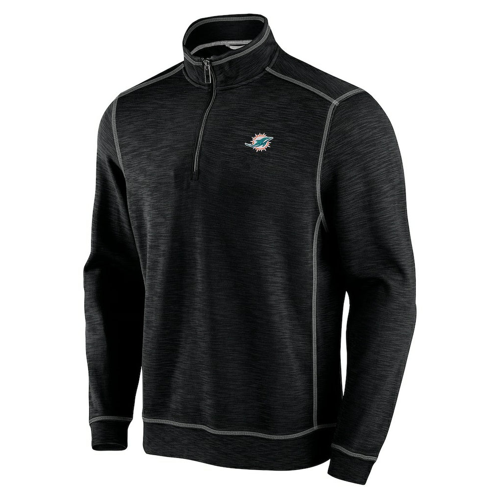 Miami Dolphins Big & Tall Tobago Bay Half-Zip Sweatshirt Black | Tommy Bahama