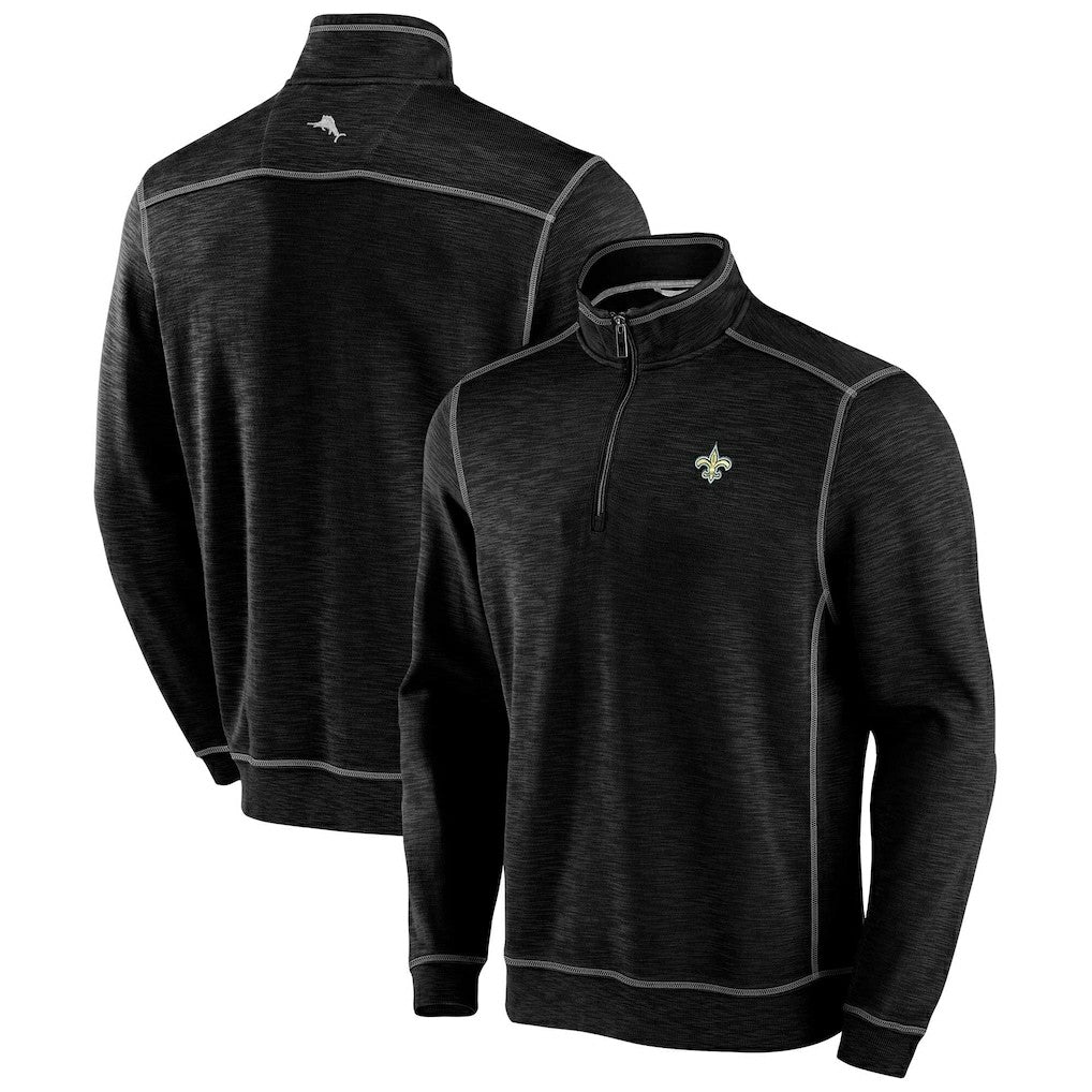 New Orleans Saints Big & Tall Tobago Bay Half-Zip Sweatshirt Black | Tommy Bahama