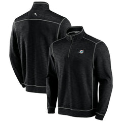 Miami Dolphins Tobago Bay Tri-Blend Half-Zip Sweatshirt Black | Tommy Bahama