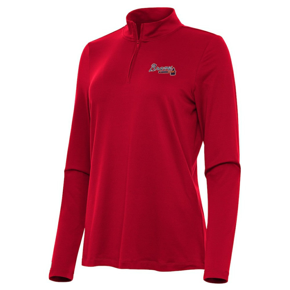 Atlanta Braves Antigua Women's Reprocess Quarter-Zip Top - Red Tops - MLB