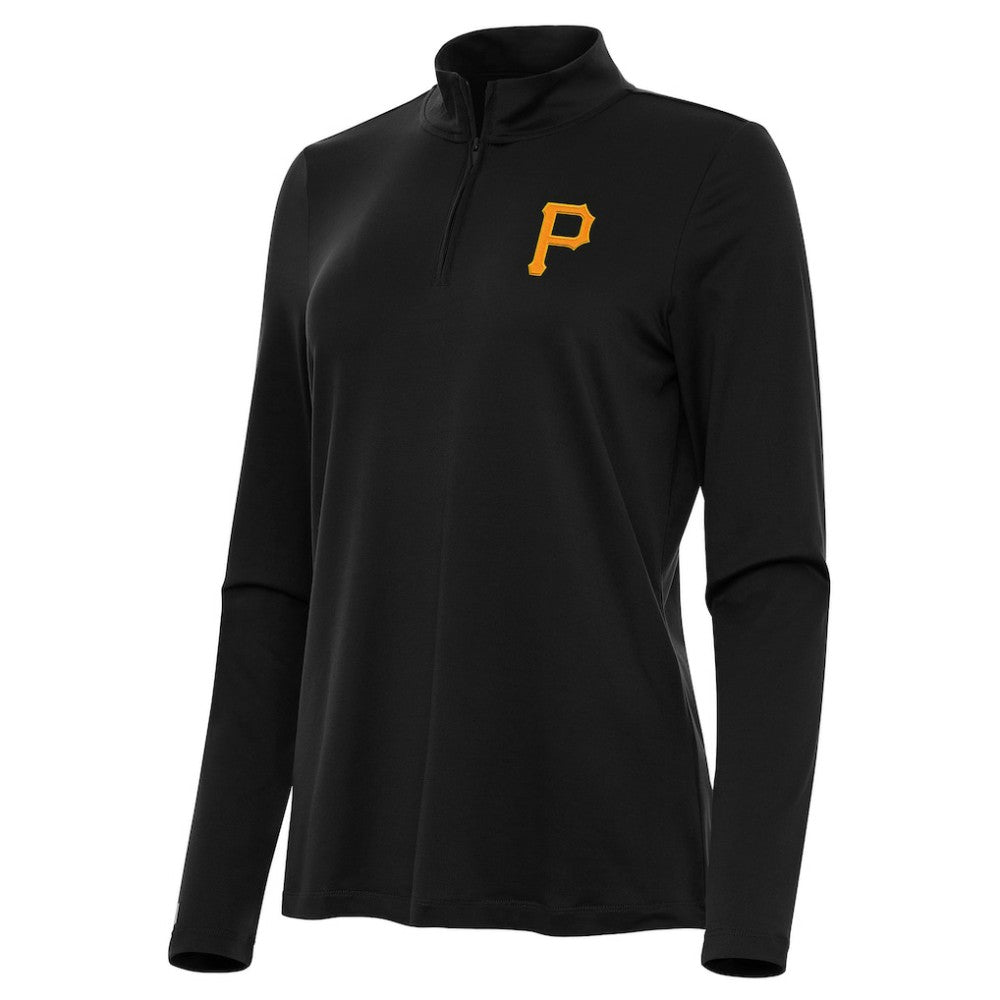 Pittsburgh Pirates Antigua Women's Reprocess Quarter-Zip Top - Black Tops - MLB