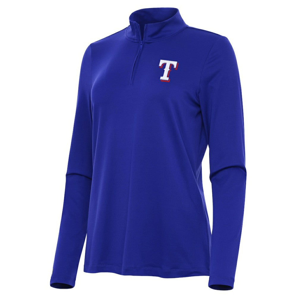 Texas Rangers Antigua Women's Reprocess Quarter-Zip Top - Royal Tops - MLB