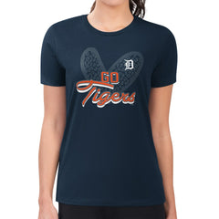 Detroit Tigers G-III 4Her by Carl Banks Women's Super-Slim Fit Lightweight Leopard Heart T-Shirt - MLB