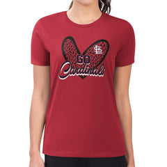 St. Louis Cardinals G-III 4Her by Carl Banks Women's Super-Slim Fit Lightweight Leopard Heart T-Shirt - MLB
