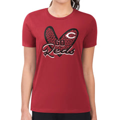 Cincinnati Reds G-III 4Her by Carl Banks Women's Super-Slim Fit Lightweight Leopard Heart T-Shirt - MLB