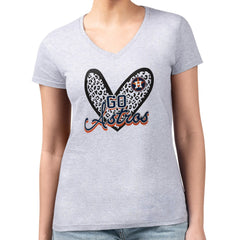 Houston Astros G-III 4Her by Carl Banks Women's Super-Slim Fit Lightweight Leopard Heart V-Neck T-Shirt - MLB