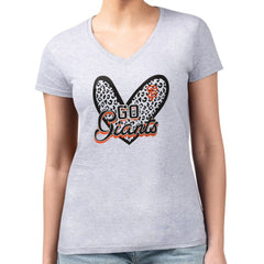 San Francisco Giants G-III 4Her by Carl Banks Women's Super-Slim Fit Lightweight Leopard Heart V-Neck T-Shirt - MLB