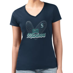 Seattle Mariners G-III 4Her by Carl Banks Women's Super-Slim Fit Lightweight Leopard Heart V-Neck T-Shirt - MLB