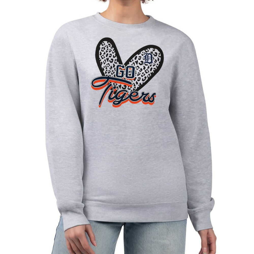 Detroit Tigers G-III 4Her by Carl Banks Women's Leopard Heart Pullover Sweatshirt - MLB