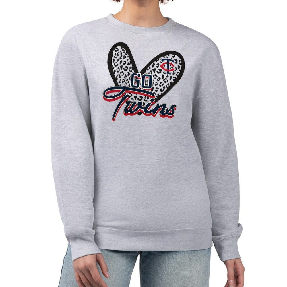 Minnesota Twins G-III 4Her by Carl Banks Women's Leopard Heart Pullover Sweatshirt - MLB