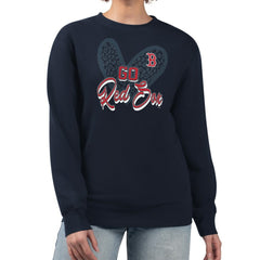 Boston Red Sox G-III 4Her by Carl Banks Women's Leopard Heart Pullover Sweatshirt - MLB