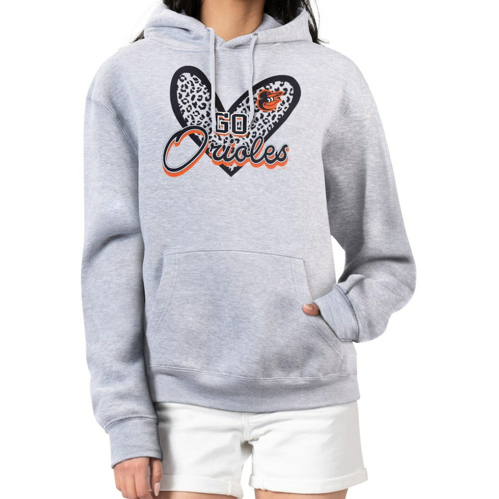 Baltimore Orioles G-III 4Her by Carl Banks Women's Leopard Heart Pullover Hoodie - MLB