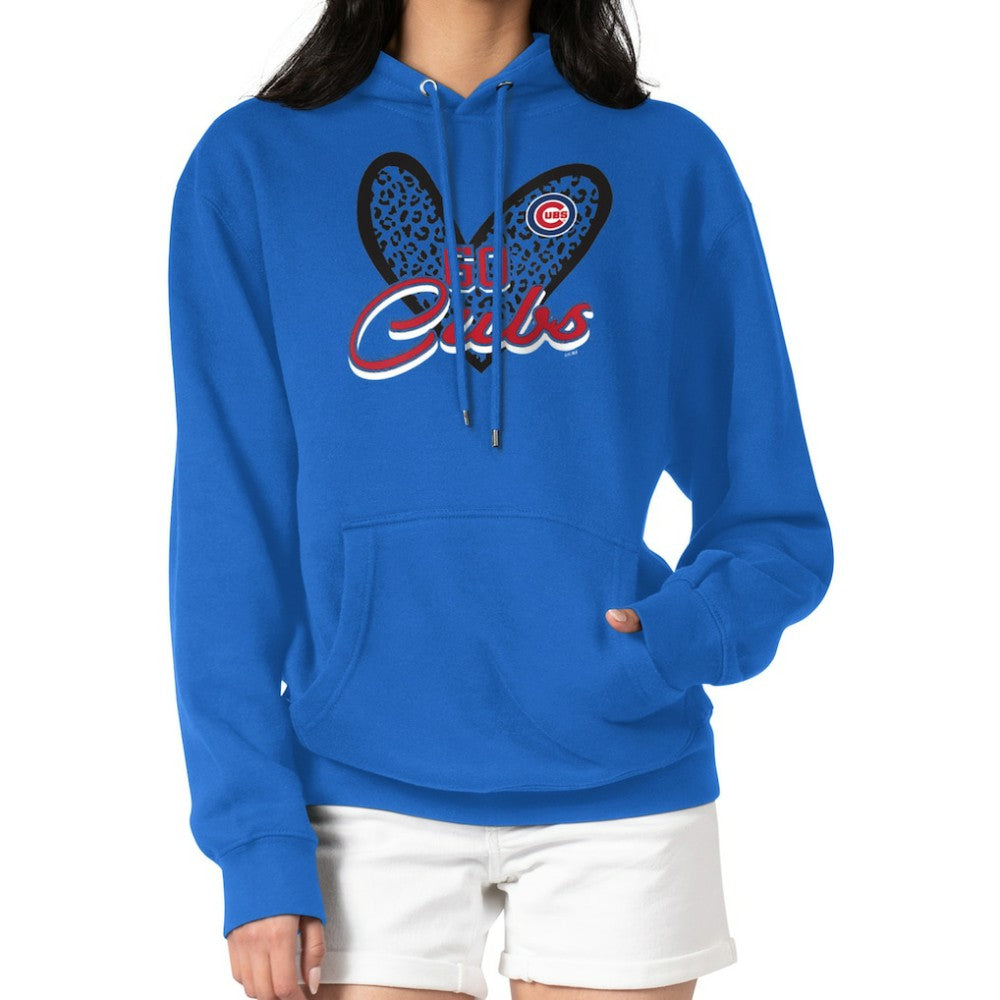 Chicago Cubs G-III 4Her by Carl Banks Women's Leopard Heart Pullover Hoodie - MLB