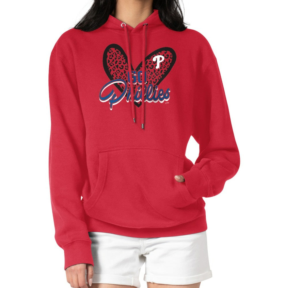 Philadelphia Phillies G-III 4Her by Carl Banks Women's Leopard Heart Pullover Hoodie - MLB